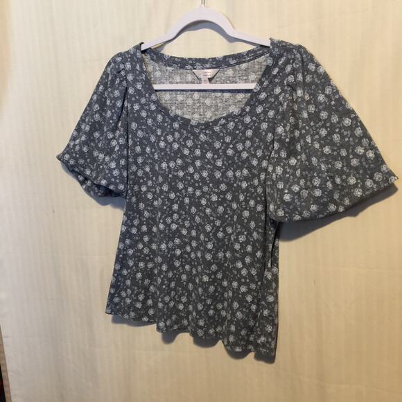 SimplyVera by Vera Wang Women's Gray and white short sleeve top size PL - Picture 1 of 10
